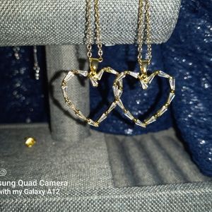 14k Gold hearts with Australian chrystals  on an adjustable chain